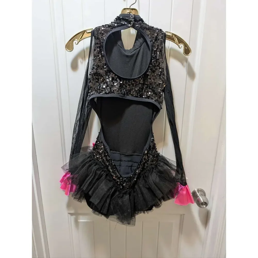 Dance Costume Weissman Black Pink Child Jazz Sequin Tap Sequin LC (14) Bow